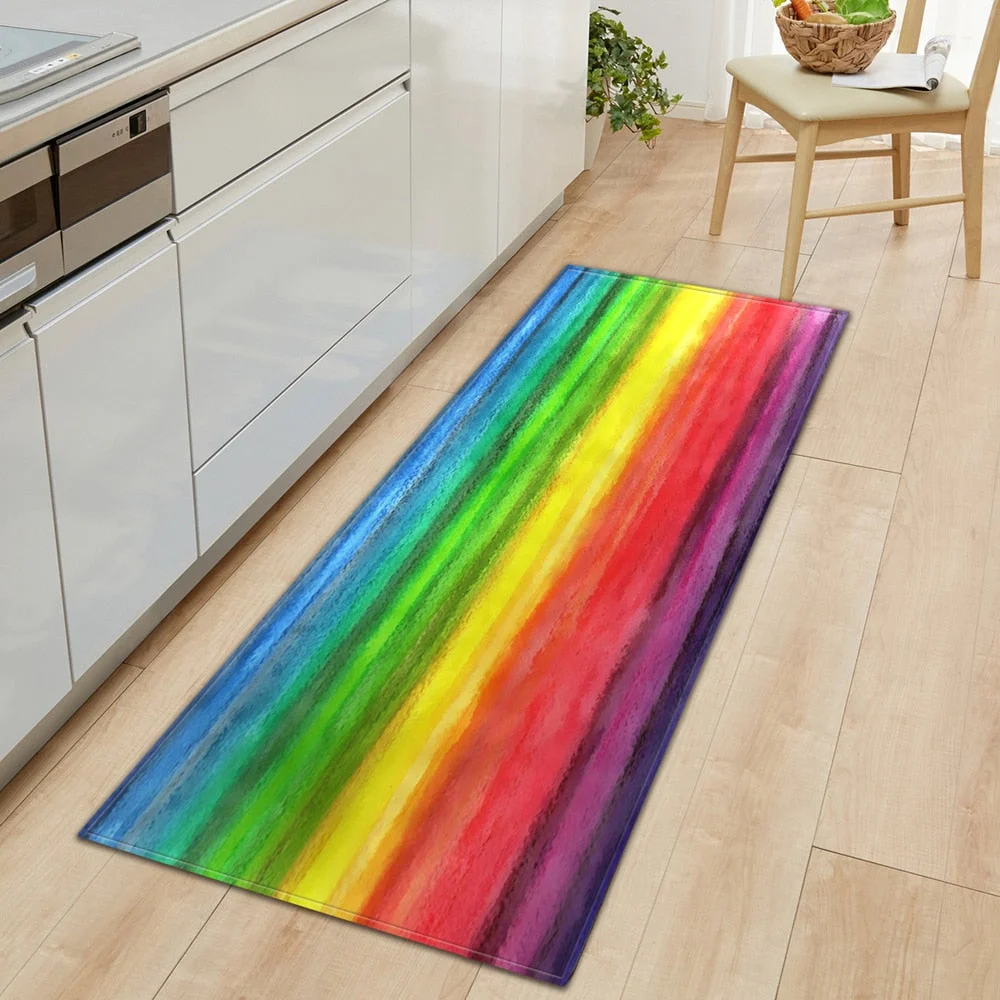 Kitchen Carpet Bedroom Entrance Doormat Bathroom Anti-slip Mat 3D Home Long Strip Hallway Floor Mat Decoration Living Room Rug