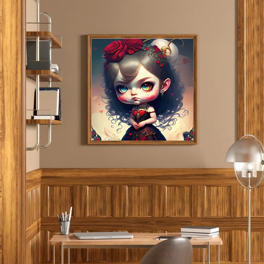 Full Round Diamond Painting 30*30cm - Rose Warrior Girl