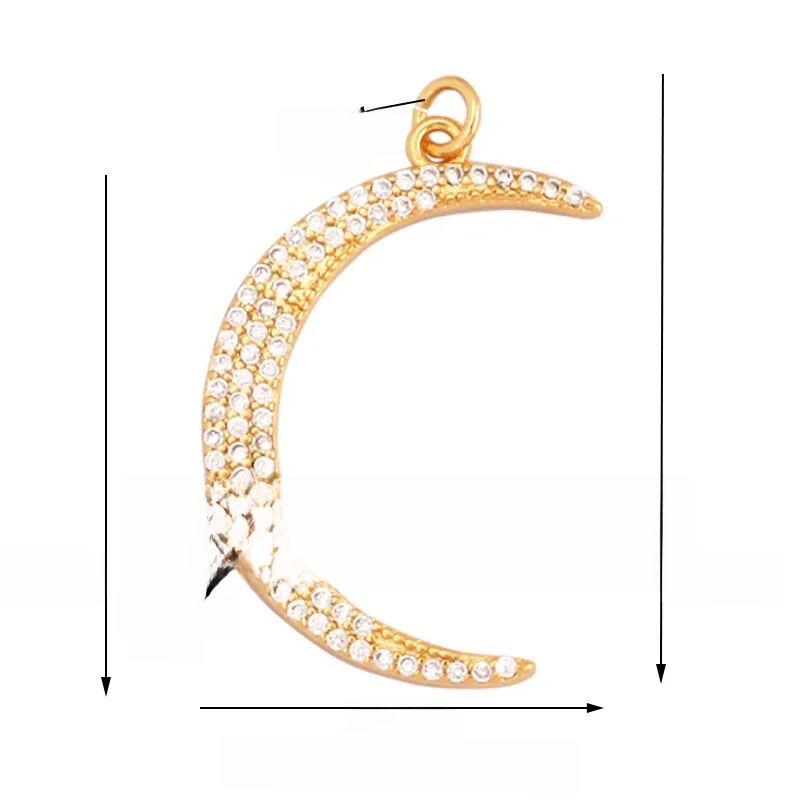 1 Piece 12 * 23mm 15*15mm 5*12mm Hole 5~5.9mm Half 925 Silver Zircon Sun Moon Pendant Jewelry Accessories