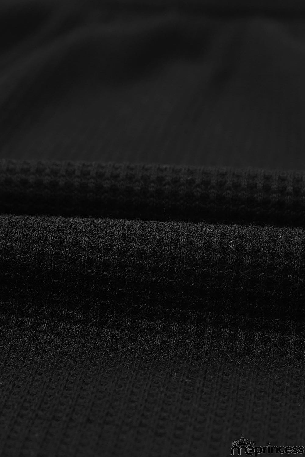 Scoop Neck Puff Sleeve Waffle Knit Top