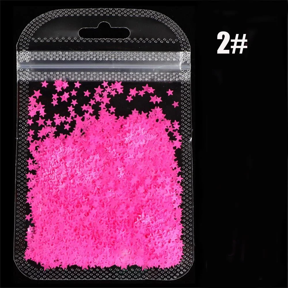 DIY color mixing acrylic gel fashion fluorescence star shape sequins for nails design manicure 3d accesoires nail stickers