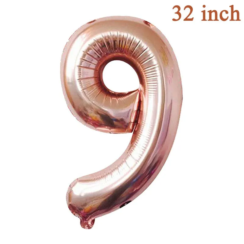 Rose Gold Number Foil Balloon Party Decorations Wedding Happy Birthday Party Kids Baby Shower Boy Girl Decor First 1st Supplies
