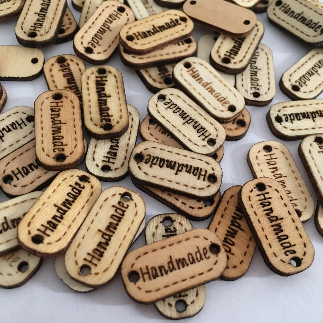 24 * 13MM 100pcs wooden diy English alphabet two holes handmade sign decoration children's handmade stickers jewelry accessories