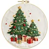 4pcs Christmas-DIY Embroidery Kit with Pattern Cotton Threads Needles Hoop Scissor 30*30cm tapestrymarket