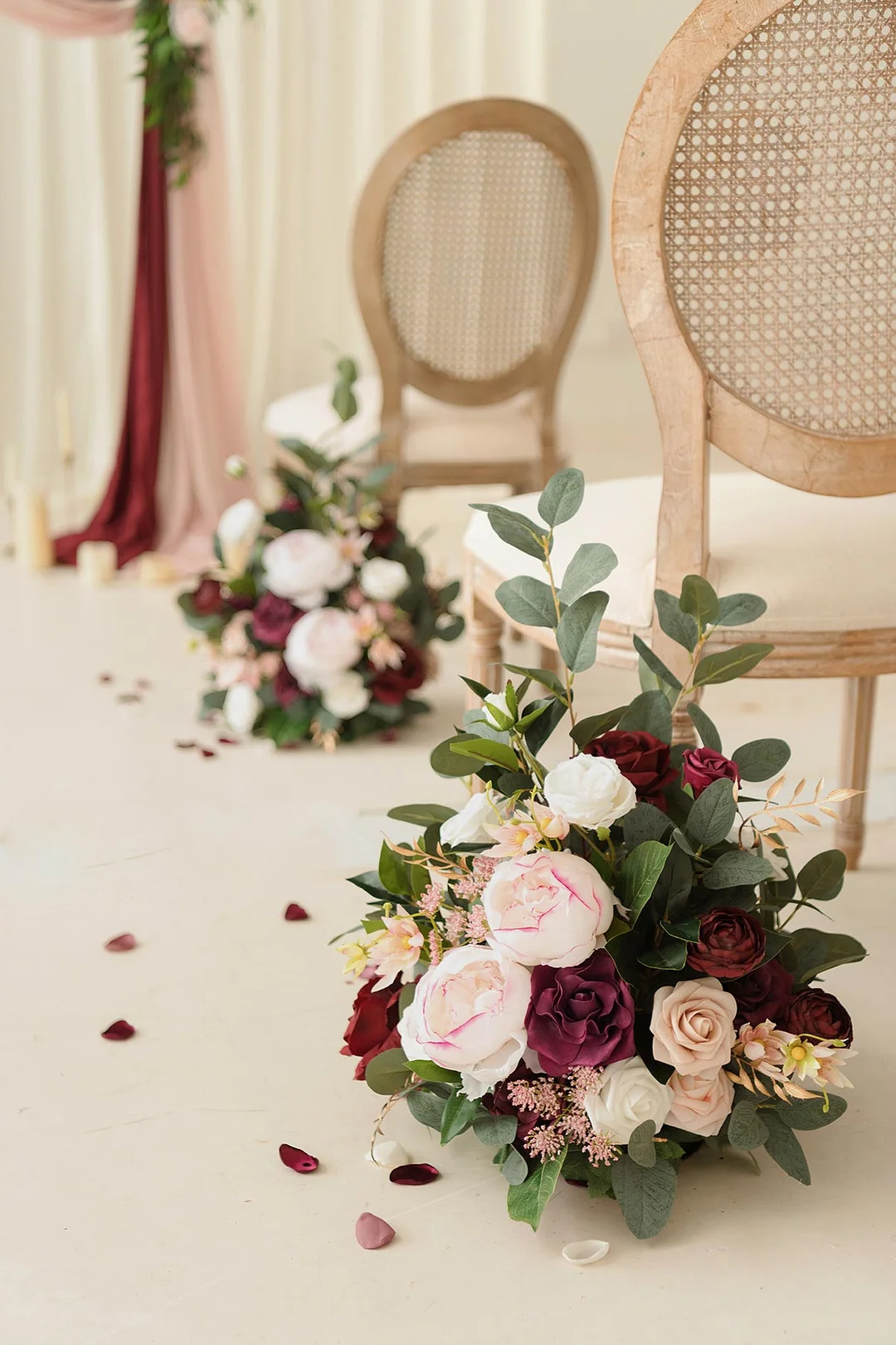 Free-Standing Flower Arrangements in Romantic Marsala