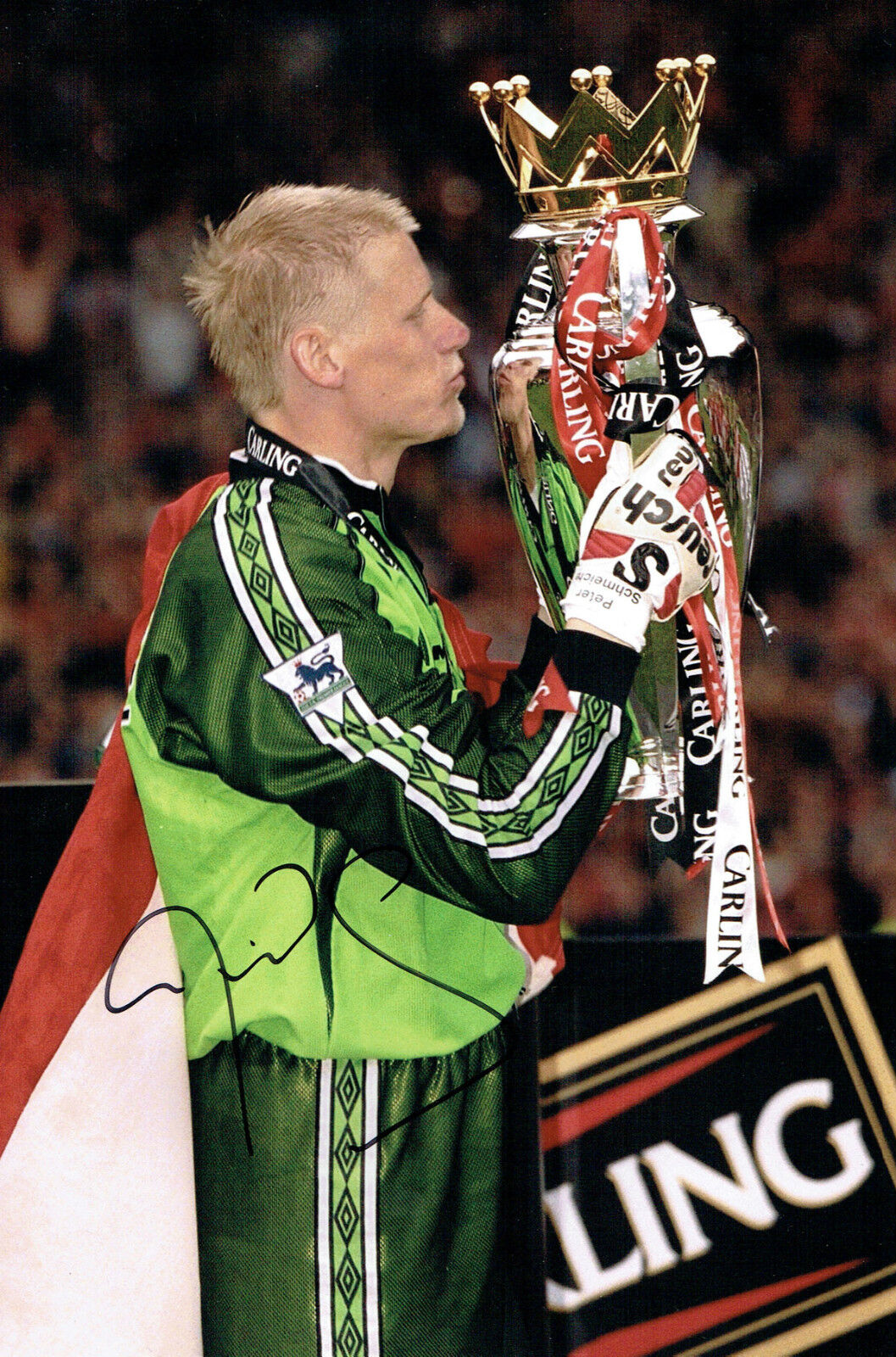 Peter SCHMEICHEL SIGNED Autograph 12x8 Photo Poster painting AFTAL COA Premier League WINNER