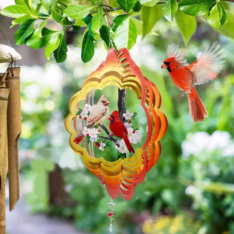 3D Garden Decorative Cardinal Wind Spinner - tree - Codlins