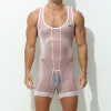 Men's Ice Silk Sexy Transparent Ultra-thin Breathable Bodysuit