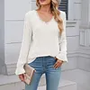 Gioiacombo&trade; Top in morbido pizzo a maniche lunghe lavorato a maglia da donna