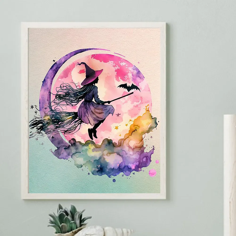 Full Round Diamond Painting 40*50cm - Flying Witch