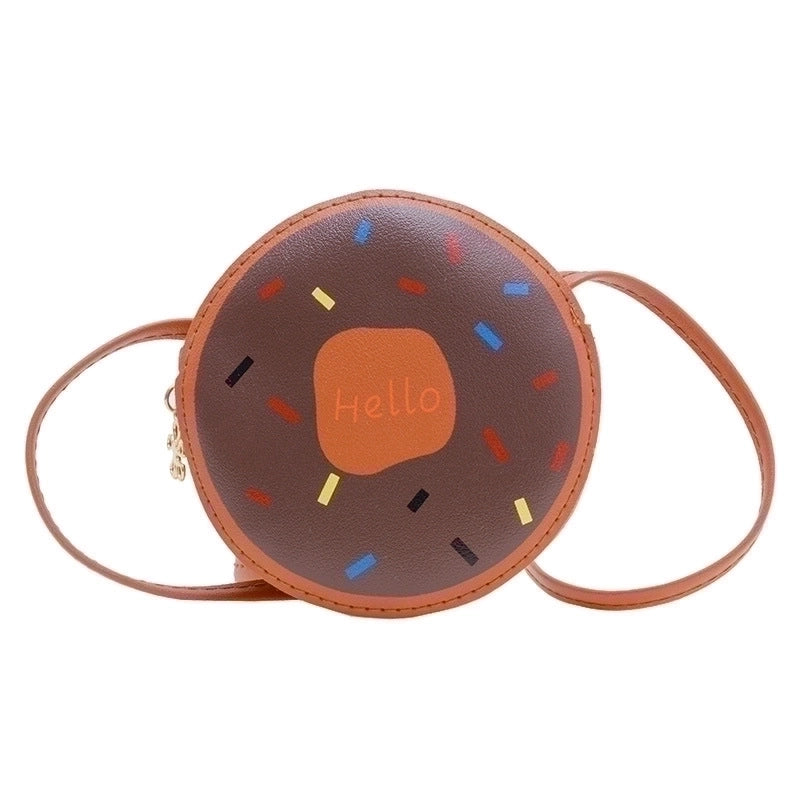 Girl’s Small Pu Leather Donuts Cute Round Zipper Crossbody Bag