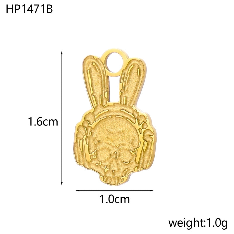 1 Piece 13*10mm 304 Stainless Steel Zircon Heart Shape Skull Polished Pendant Jewelry Accessories