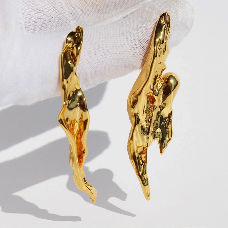 1 Pair Minimalist Cool Style IG Style Geometric Brass 24K Gold Plated Ear Studs