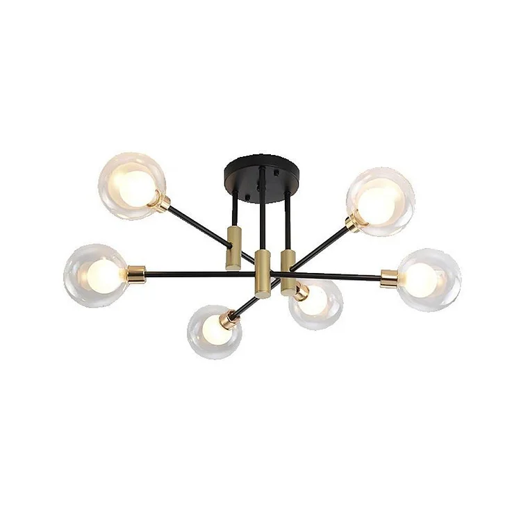 Modern Metal Glass Flush Mount Sputnik Light LED Bedroom Ceiling Lights - Appledas