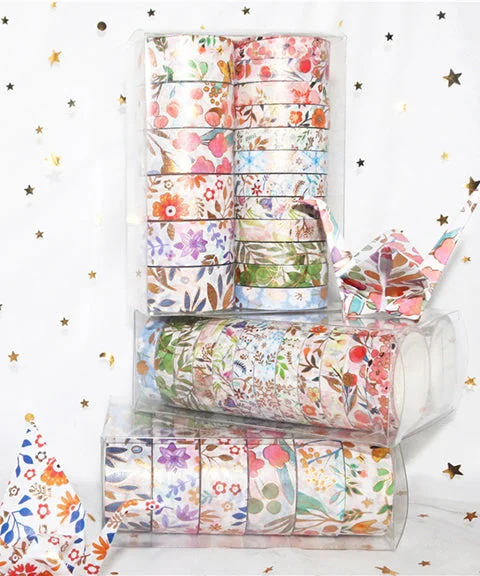 18 Rolls Gilded Flower Washi Tape Set