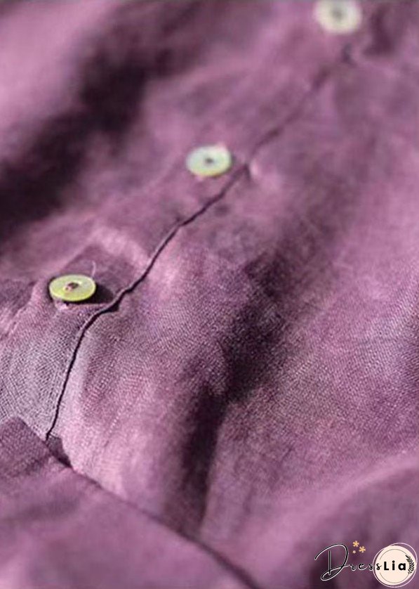 Unique Purple Peter Pan Collar Patchwork Linen T Shirts Summer