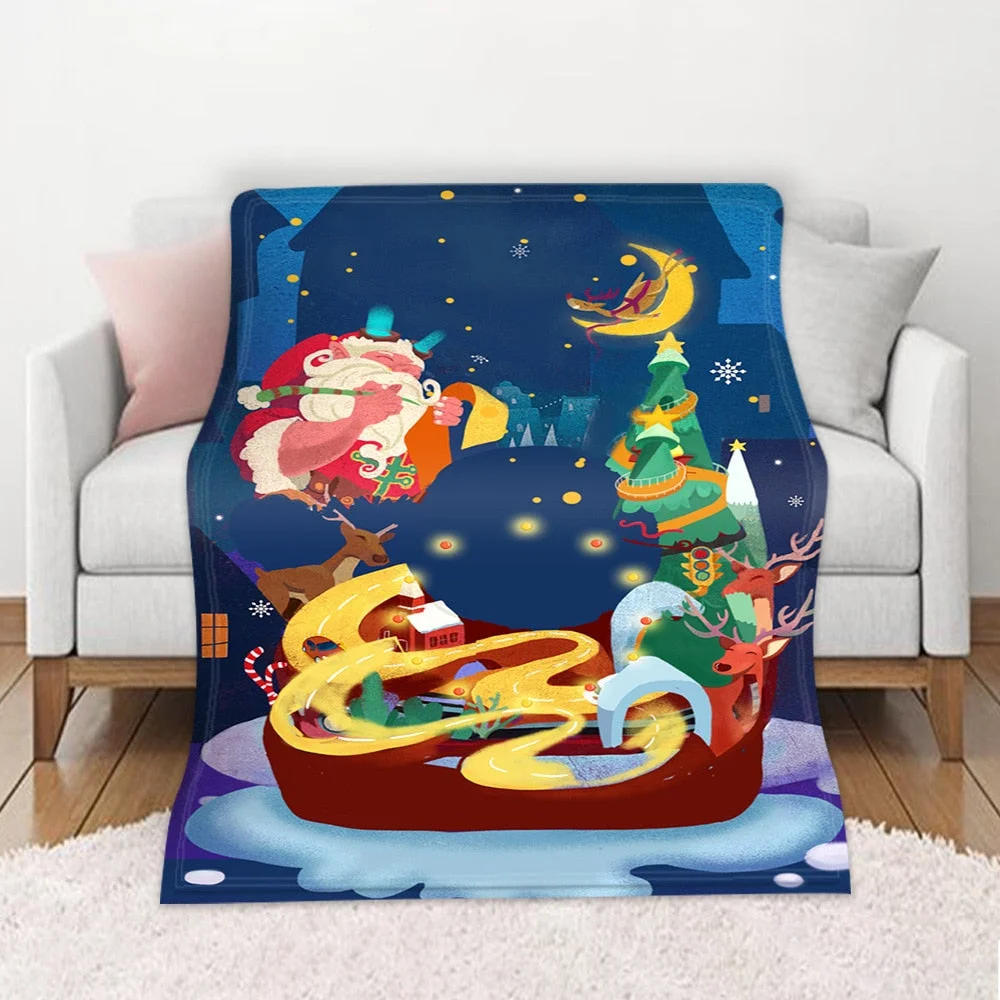 Christmas Blanket Winter Warm Decorative Sofa Living Room Rest Bed To Sleep Flannel Printed Pattern Home Blanket