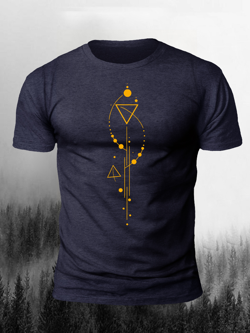 Men's Fantastic Geometric Shapes Line Print Short Sleeve T-Shirt