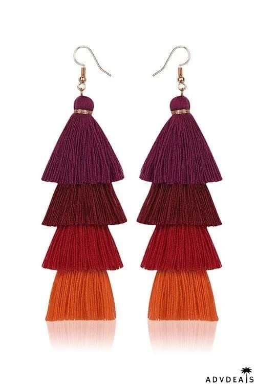 Gradient Tassels Layer Earring