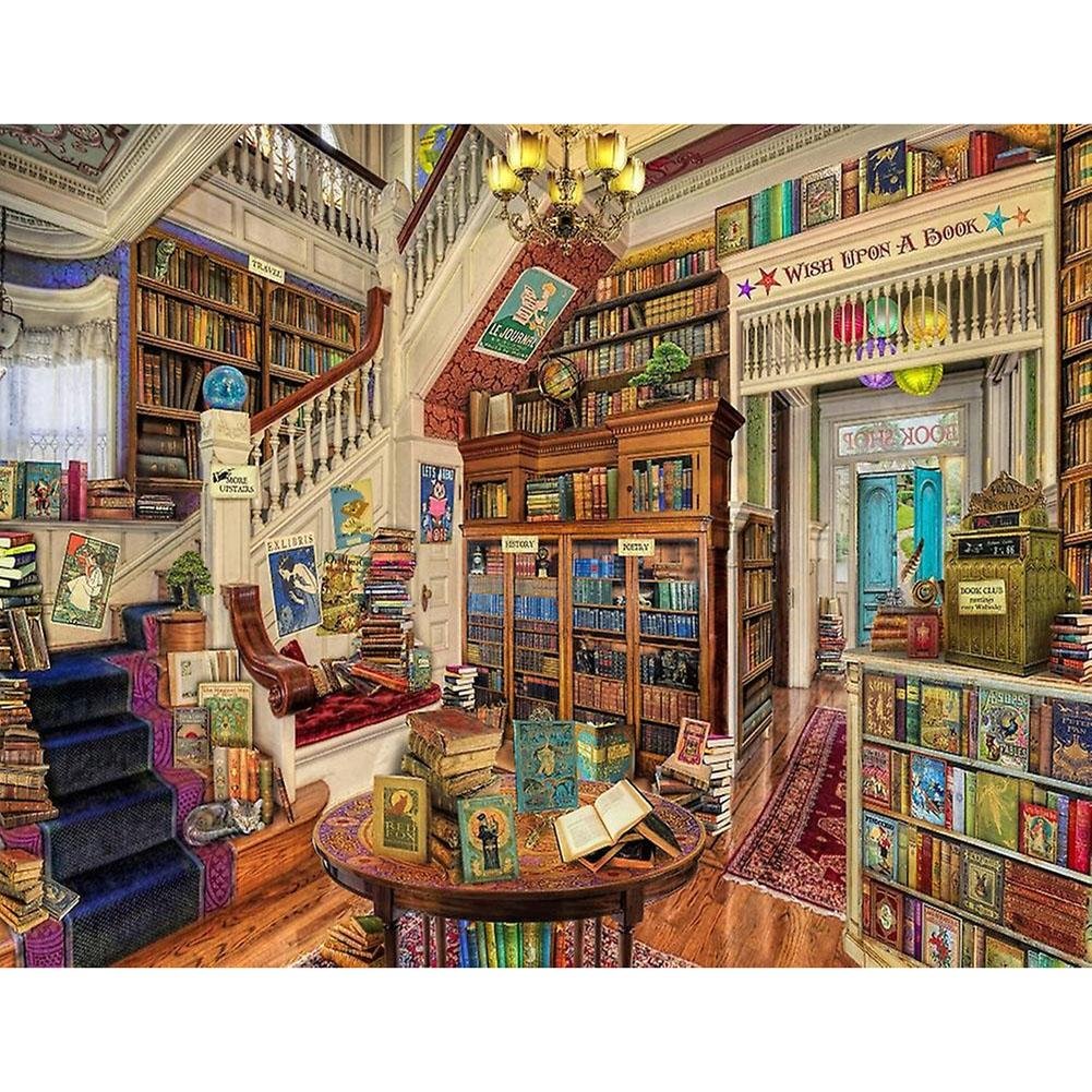 Full Round Diamond Painting Books Bookstore