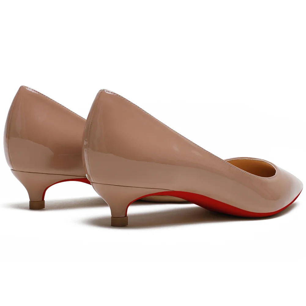 30mm Pointed Toe Red Bottom Kitten Heels Slip On Daily Pumps for Women