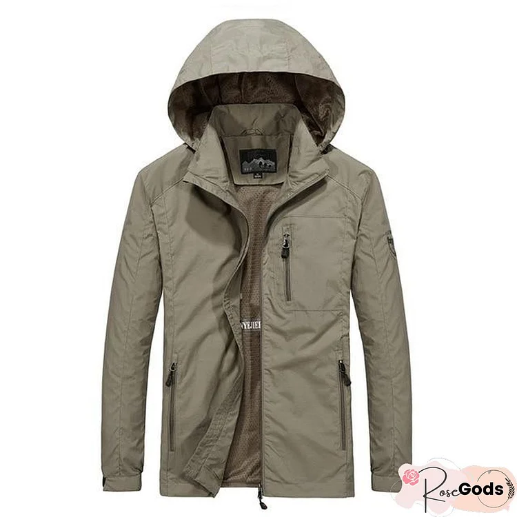 Men Plus Size Waterproof Hooded Jacket Thin Casual Sporting Coat Motorcycle Fashion Outerwear Windbreaker