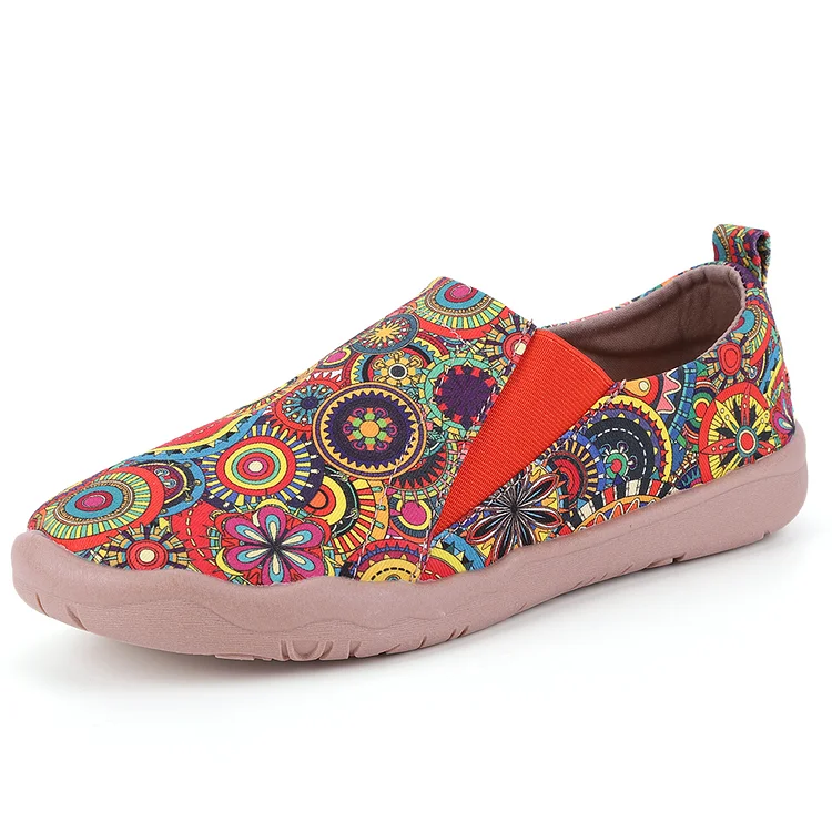 HiGropcore Women's Art Painted Casual Loafers Slip On Canvas Walking Shoes Comfortable Lightweight Ladies Travel Shoes