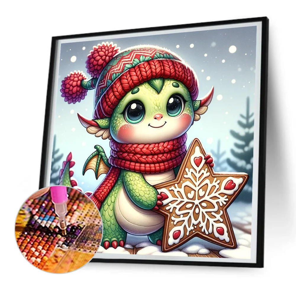 Full Round Diamond Painting 30*30cm - Dragon On The Snow