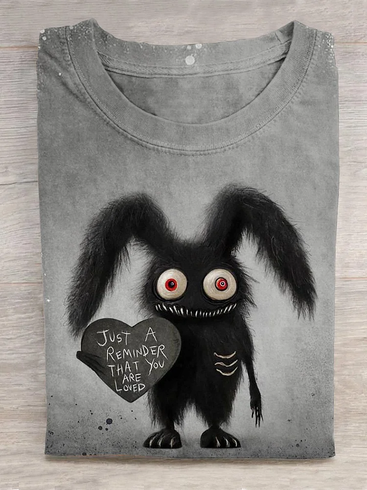 Teecade Teecade  "Just A Reminder That You Are Loved" Furry Gothic Bunny Doll Illustration Printed T-shirt