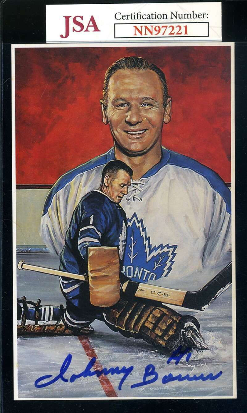 Johnny Bower JSA Coa Signed Legends Of Hockey Postcard Autograph