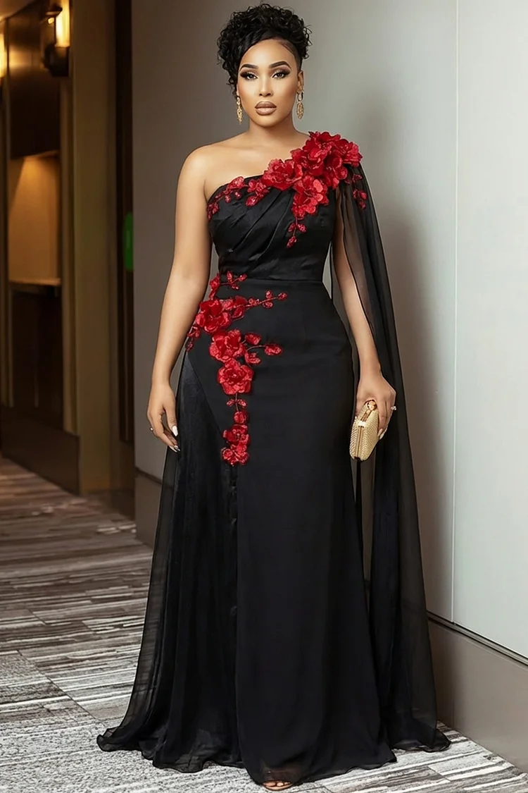 3d flower mesh dress Embroidered 3D Flower Mesh Dress