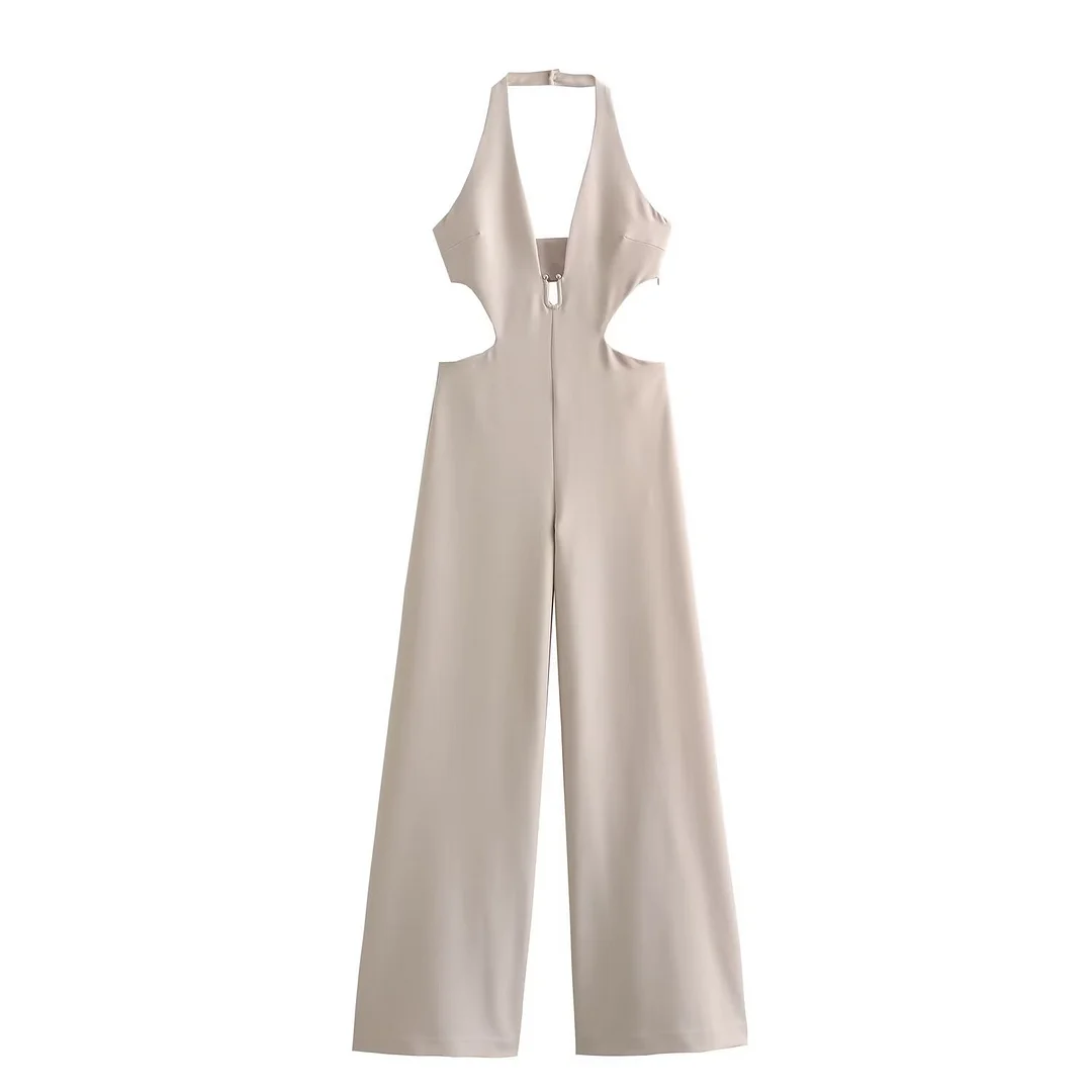 Zingj 2025 New Women's Neck Collar Long Jumpsuit 7901237