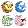 4Pcs Diamond Painting Brooch Moon Moth DIY Diamond Badge Pins for Art Crafts