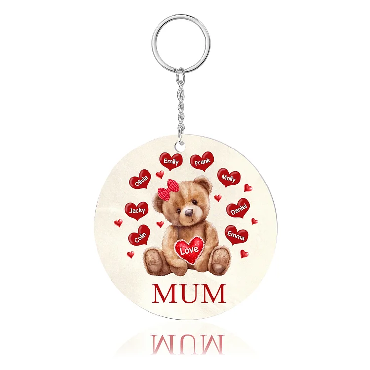 8 Names-Bear Personalized Text Keychain Gift Custom Special Keychain Gift For Mum