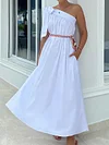 Solid Color One-Shoulder Maxi Dress