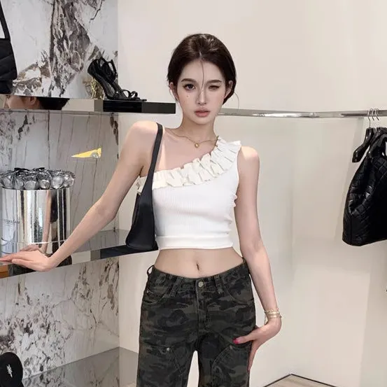 Uveng Uveng New Lace Small Fresh Sleeveless Sleeveless Sleeve Sling Vest Women Wearing Pure Hot Girl Sexy Tset