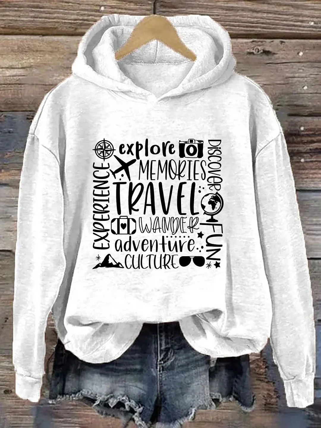 Travel Word Collage Hoodie