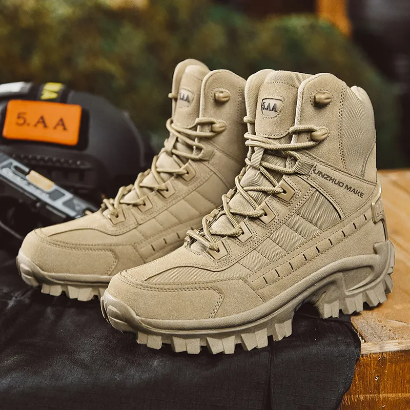 Men's Work Combat Boots Waterproof Non-Slip Warm Army Boots Work Boots (Thickened Version & Insulated Version)