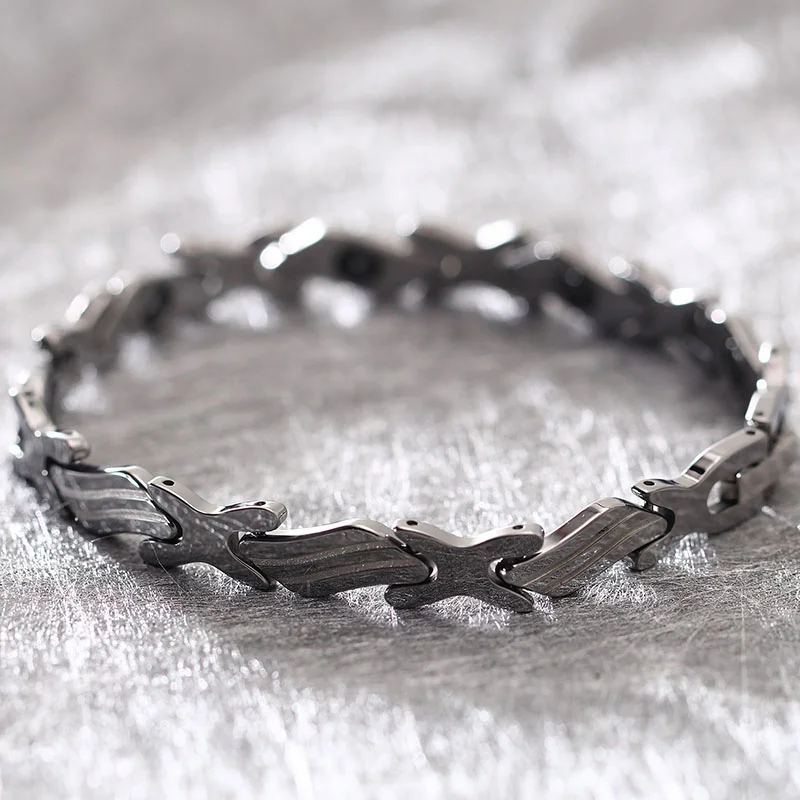 Women's Or Men's Personalised Tungsten Carbide 21cm Long Bracelets Hologram Energy Bracelet Fashion Link Chain Jewelry Gifts For Mens And Womens