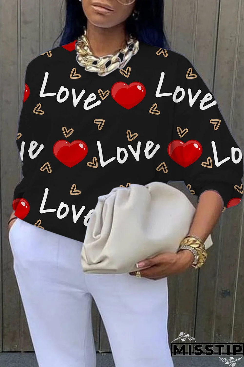 Blue Casual Street Print Patchwork O Neck Tops