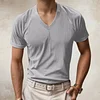  Men's V-Neck Ribbed T-Shirt - Stylish and Comfortable for Everyday Wear by Inlyline