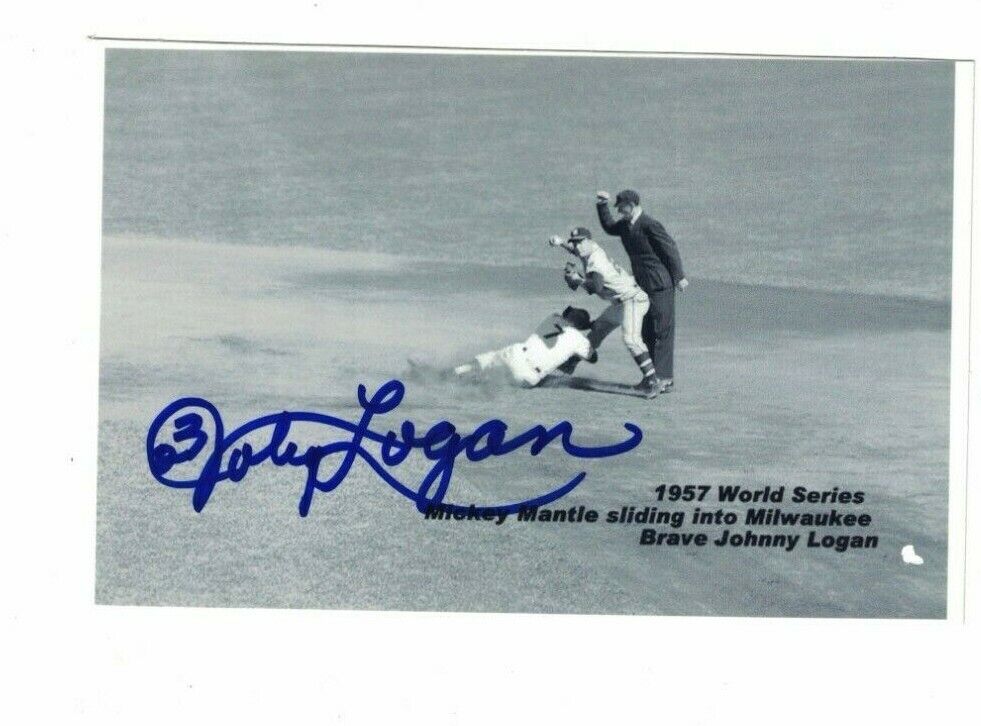 Johnny Logan Milwaukee Braves Signed 4x6 Photo Poster painting W/Our COA