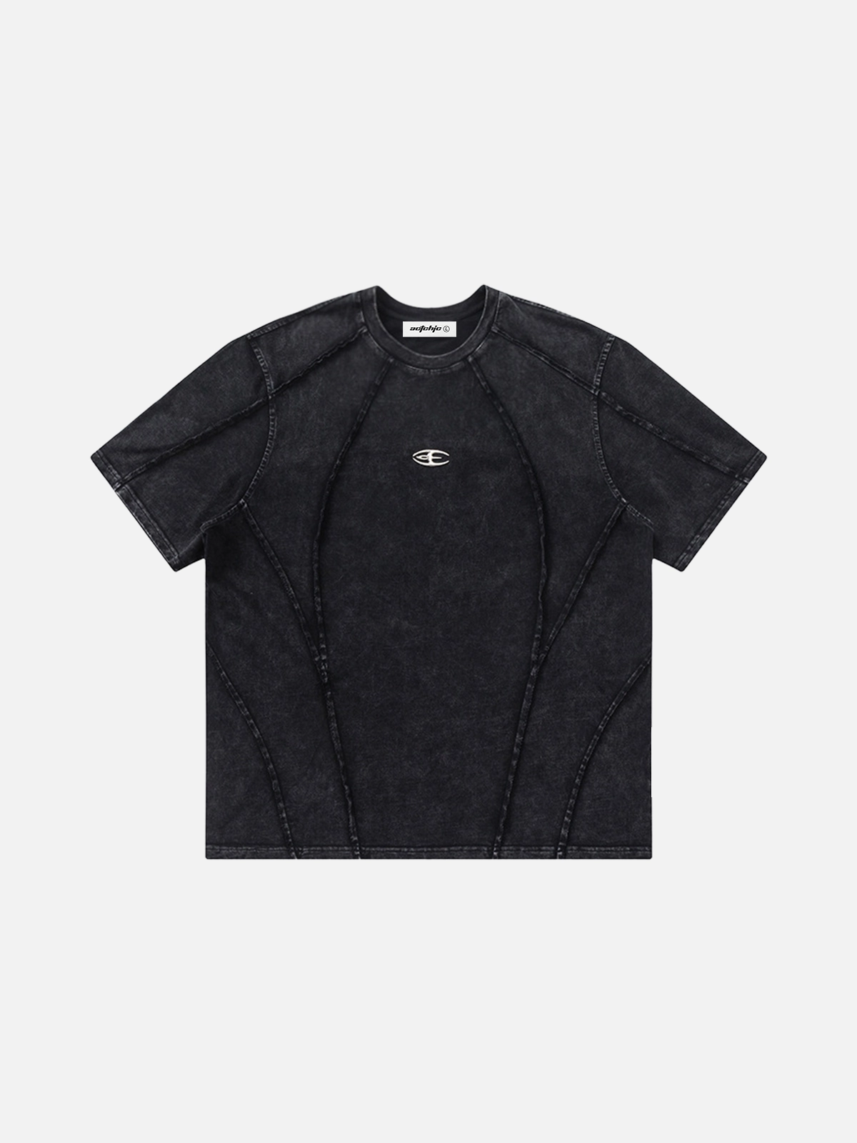 Black Act Chic Deconstructed Splicing Washed Tee Front
