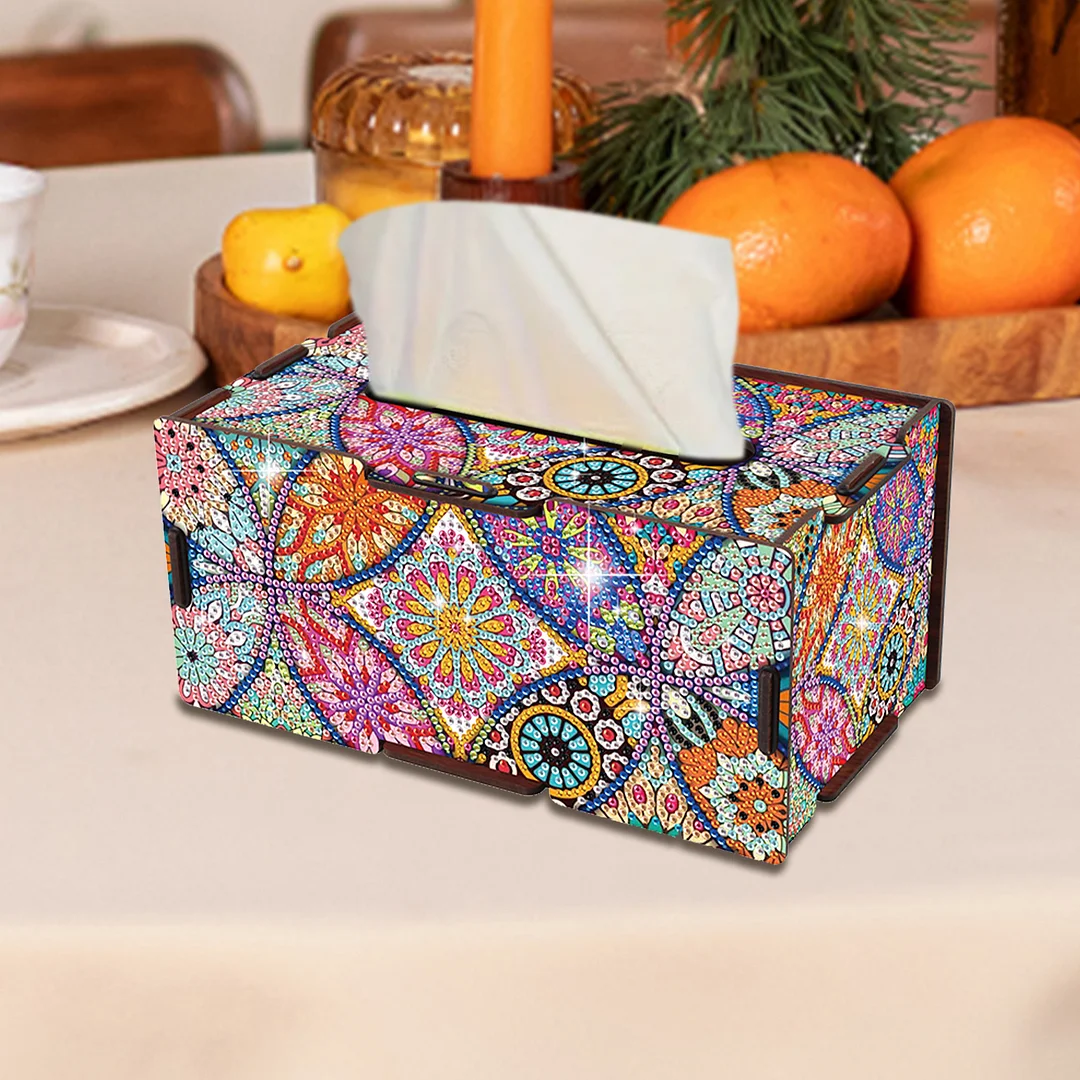 Wooden Diamond Painting Tissue Box for Home and Office Decoration (ZJH039)
