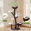 [US Local Warehouse] 59In Flower Shaped Cats Tree with Scratching Posts Unique Nest Jumping Platform Tower Dtachable Multi Level Pets Furniture for Large & Multi-Cat Homes