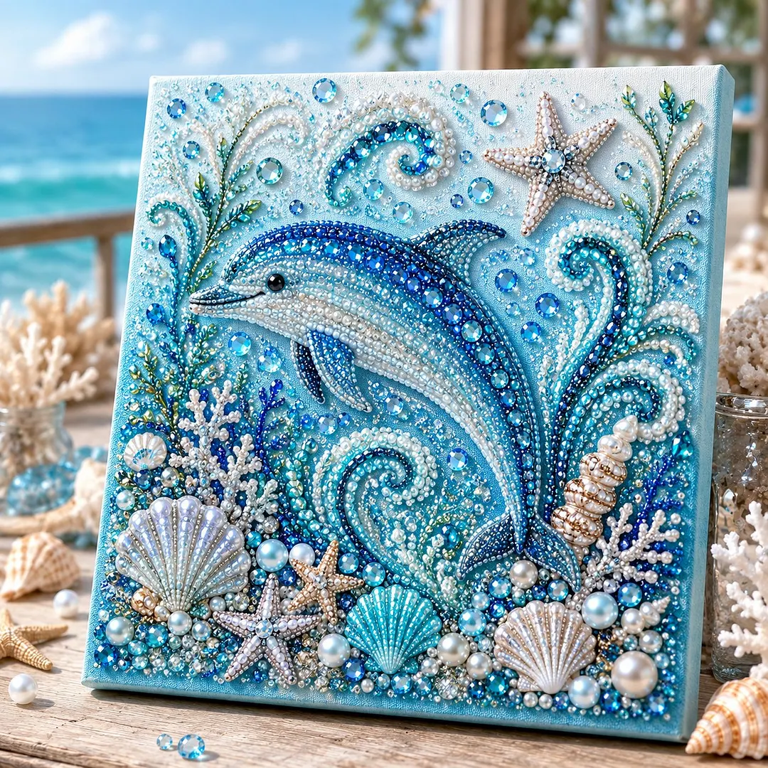 💥 Last Day 75% OFF - 🌊💙 Ocean Theme Pearl Art DIY Kit &ndash; Relaxing DIY Craft to Create Stunning Coastal Artwork