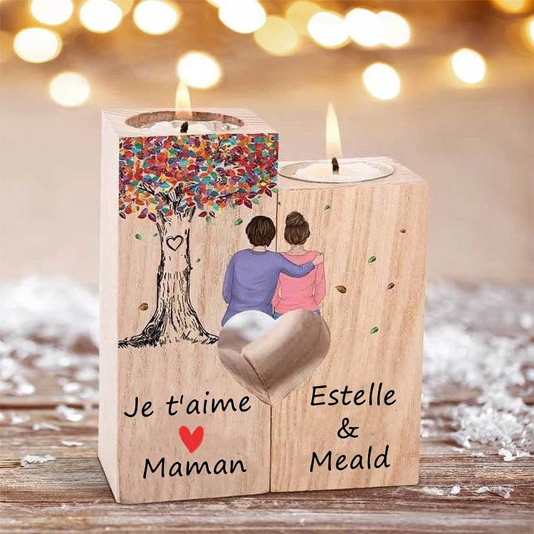 To My Mom - Wooden Candlesticks without candle 2 Personalized Name