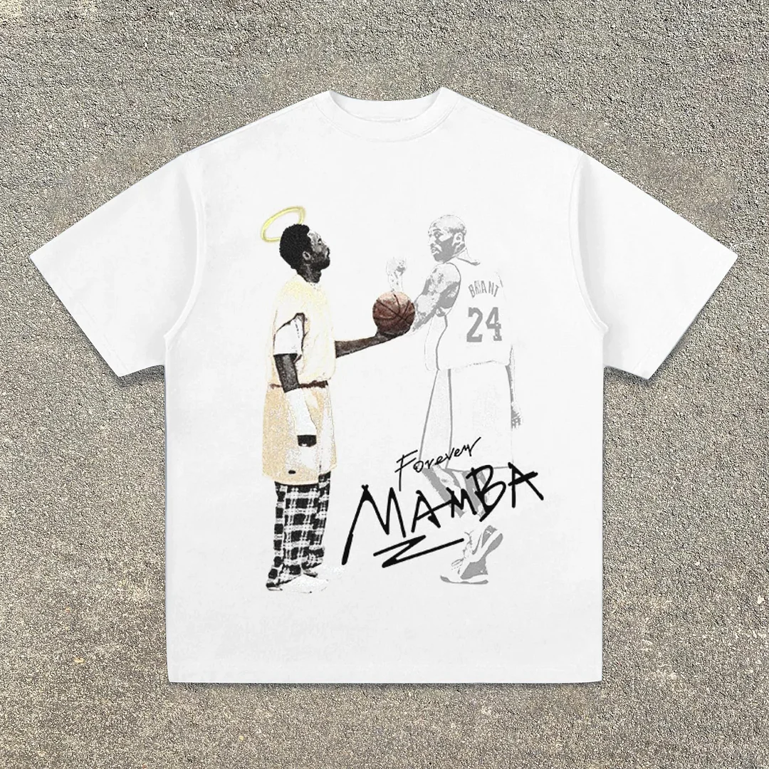 Retro Basketball Print Hip Hop T-Shirt