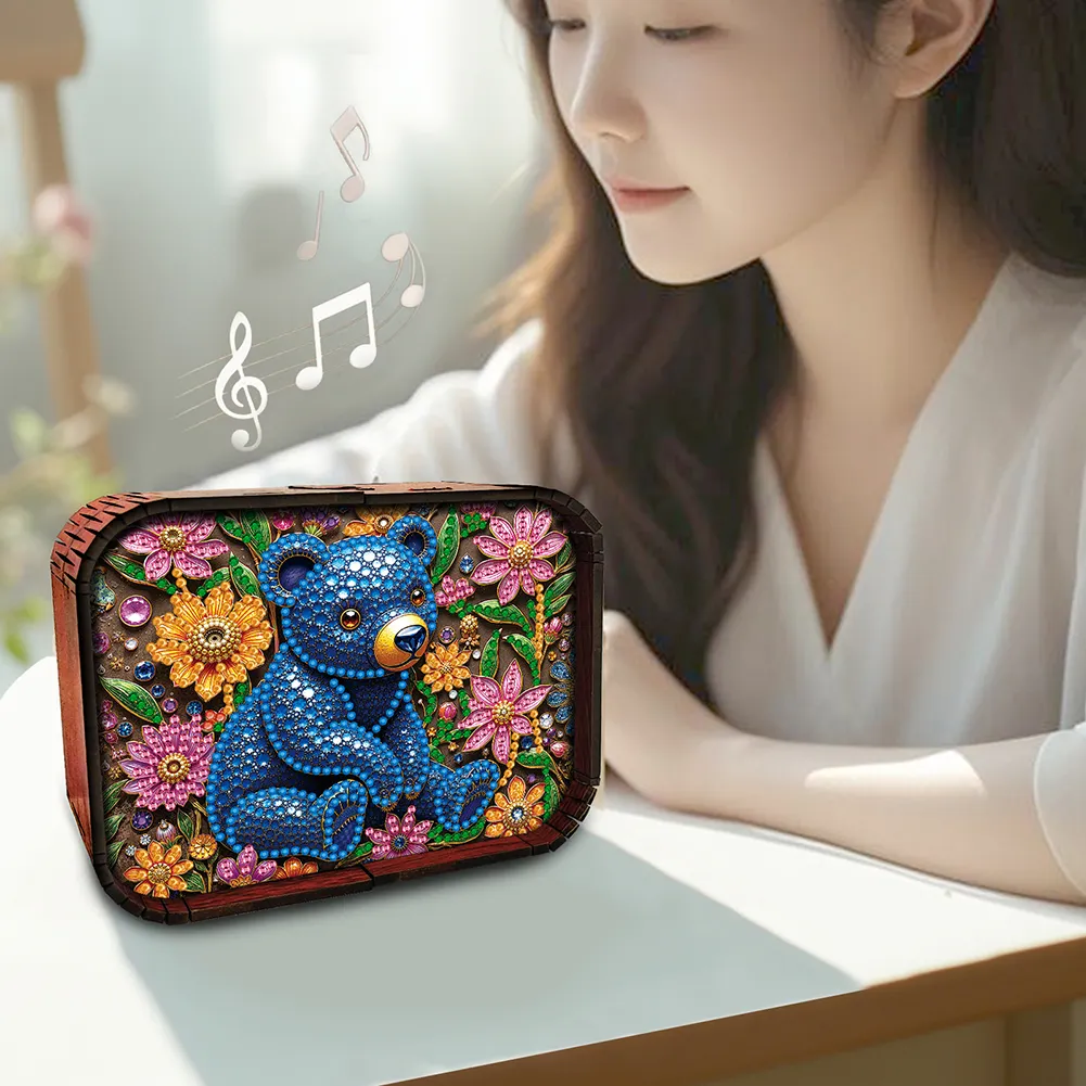 DIY Handcrafted Music Box Diamond Art Kits Music Home Bedroom Decor (Gem Bear)