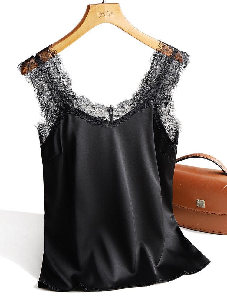 Christmas Gift Sexy Silk Top Tank Women Slim Sexy Sleeveless Shirt Basic Camisole Halter Backless Lace Tank Top Summer Tops For Women 2021 - BlackFridayBuys